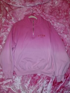 PINK Victoria's Secret Bright Pink Half-Zip Pullover